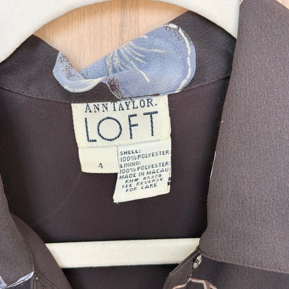 LOFT Floral Button Dress‎ Black Blue 4 Vintage 90s Y2K - Picture 4 of 7